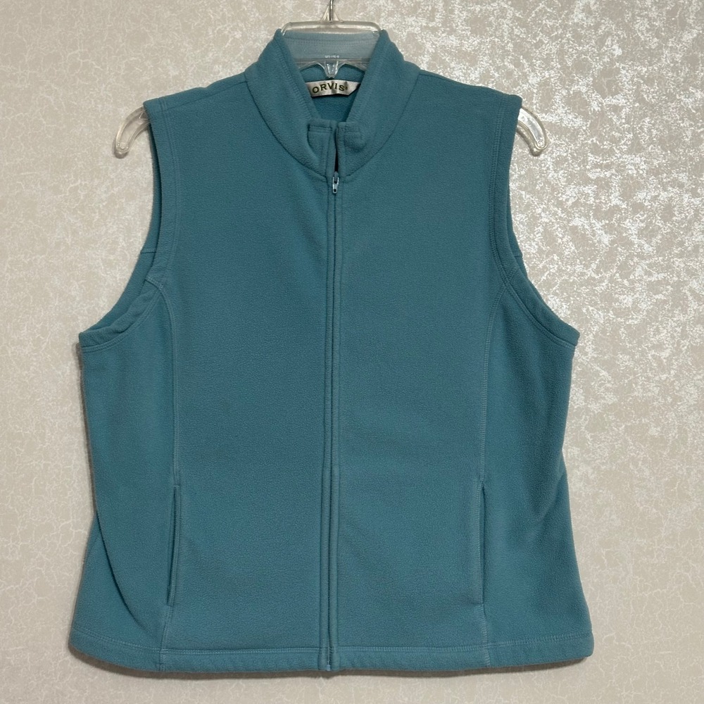 Orvis Fleece Vest Teal Blue‎ Sleeveless Zip Outdoor Hiking Pockets Gorpcore M